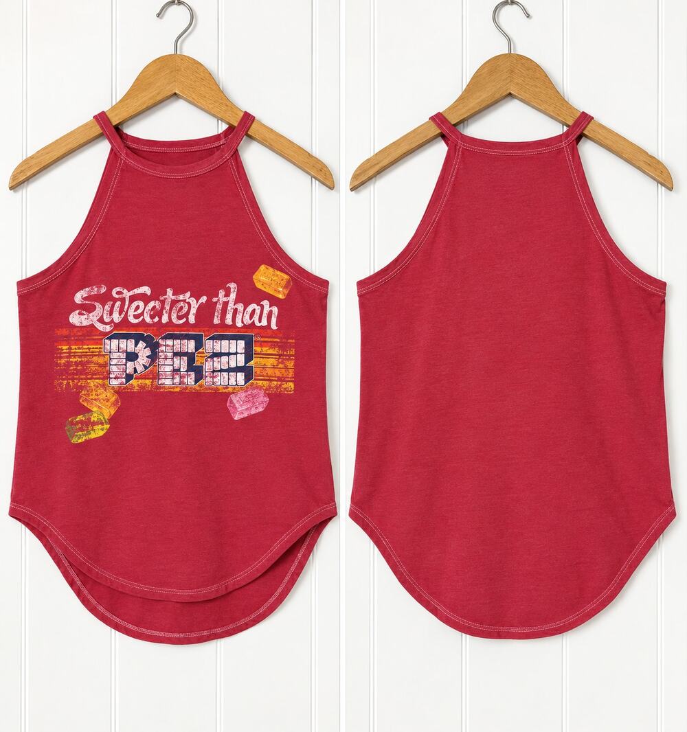 Recycled Karma PEZ Sweeter Than Candy Tank Top Women's M Red Retro Graphic 2011